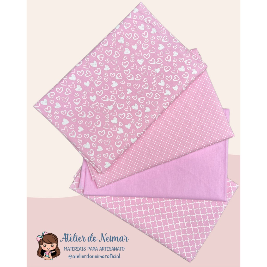KIT TECIDOS TRICOLINE 100% ALGODÃO 4 CORTES 50X75CM
