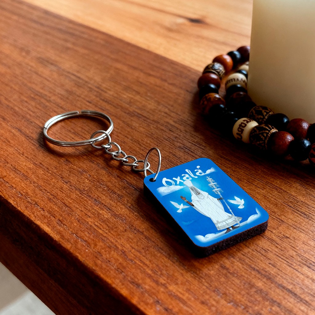 Chaveiro Religioso Orixá Oxalá MDF Branco Brinde Espiritual Alta Qualidade - 100 Unidades