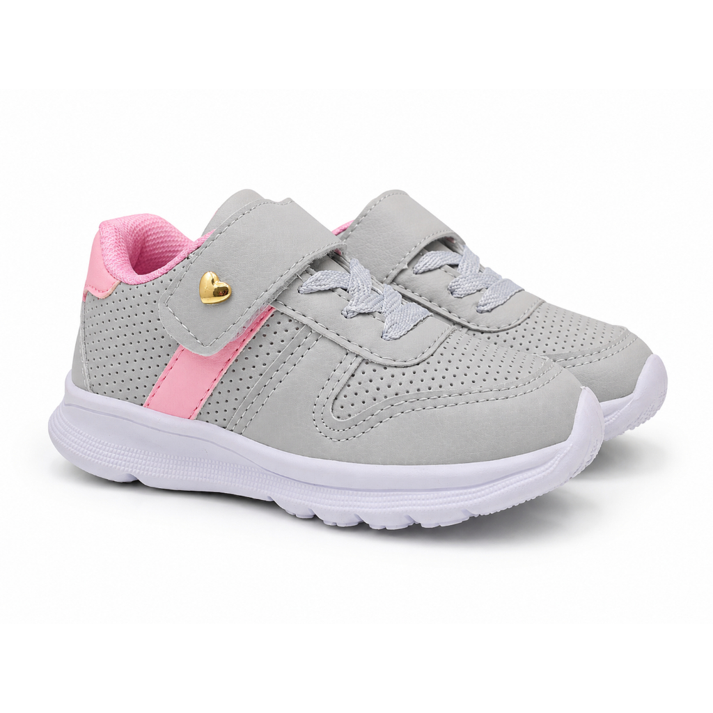 Tenis Infantil Feminino Menina De Velcro Confortavel com solado Leve, Macio e Antiderrapante