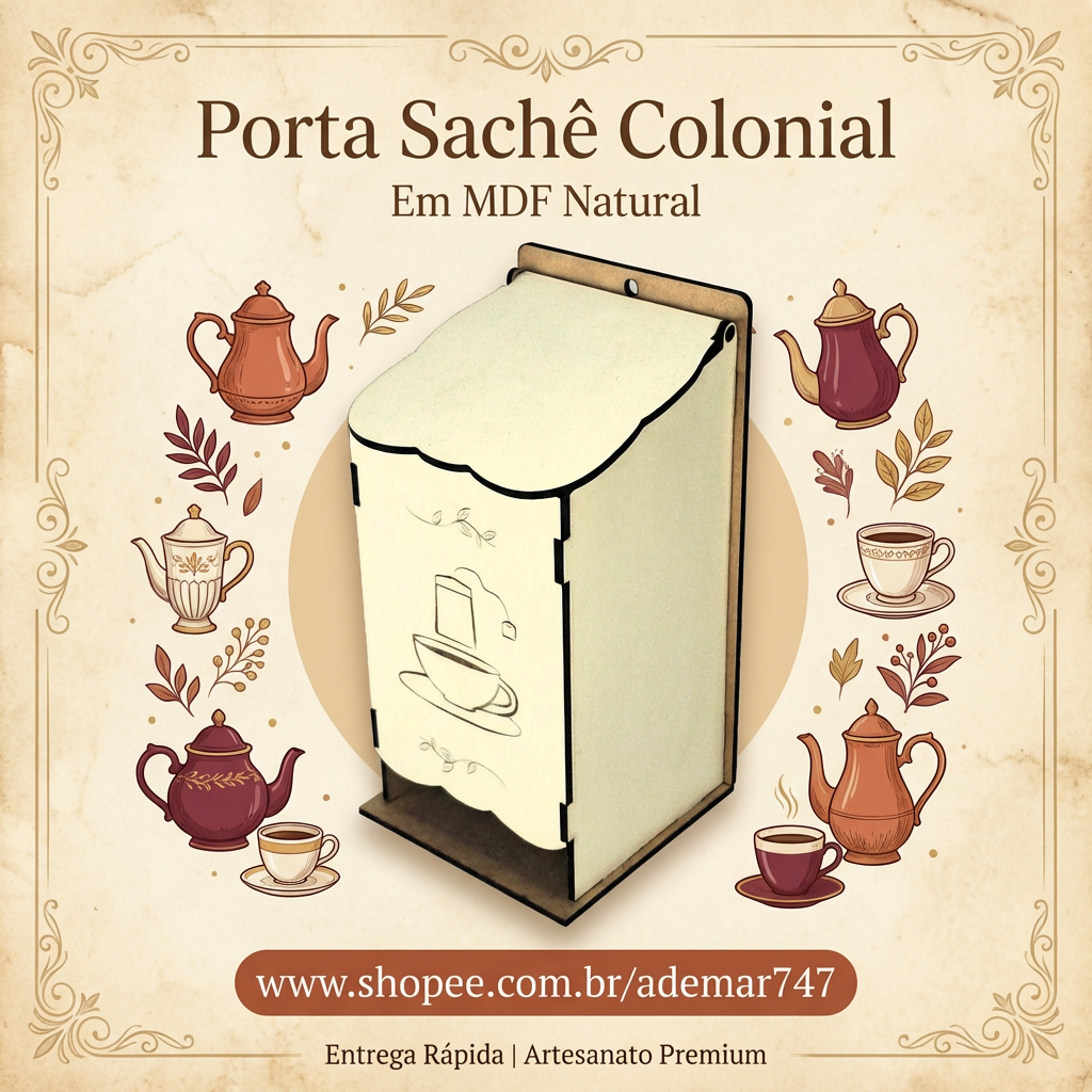 Caixa Porta-Sachês de Chá em Mdf – Charme e Funcionalidade em Cada Detalhe!