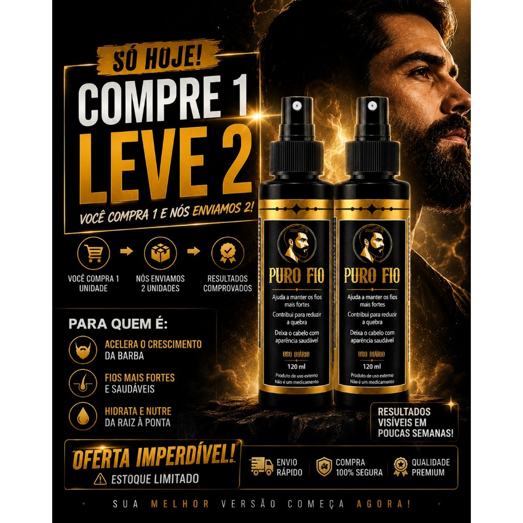 Kit 2x Tônico Capilar Antiqueda 120ml Serum de Crescimento Puro Fio - Cabelo Barba Sobrancelha