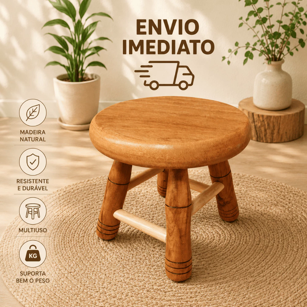 Banquinho Pequeno 21 cm Alt. em madeira maciça - decoração manicure infantil 21 cm de altura