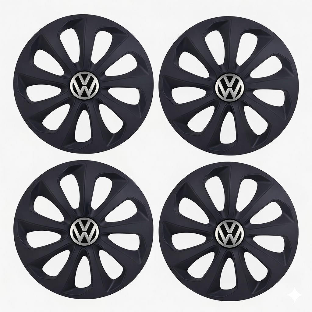 Jogo Calota Velox VW Preto Fosco Spacefox Santana Saveiro Spacecross Golf Polo Up Virtus