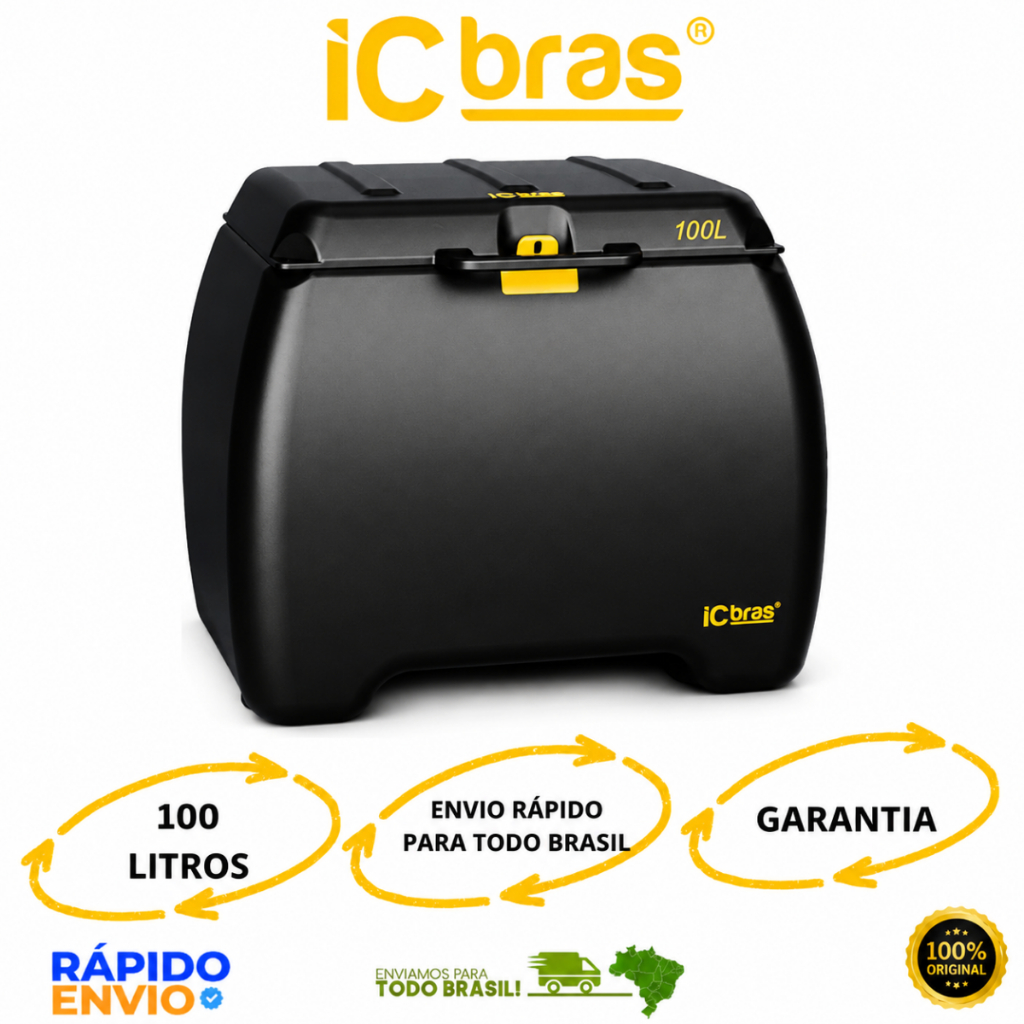Caixa Baú Bauleto 100 Litros Motoboy Entrega Delivery ICBRAS Resistente Premium Para Moto