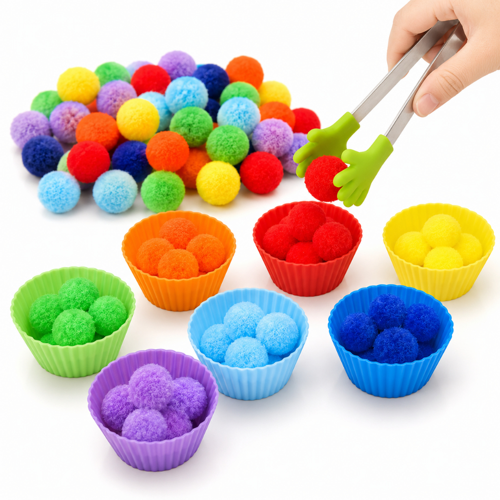 78pcs Crianças Montessori Color Matching Brinquedos Educativos de Bola