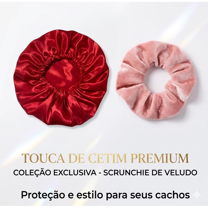 KIT 1 TOUCA DE CETIM e 1 SCRUNCHIE AVELUDADO/cores variadas/ Para dormir/ xuxinha cabelo