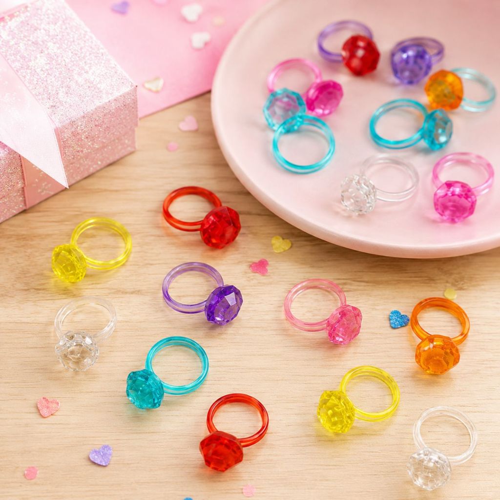 Brinsílios Mini Anel Colorido C/50 Unidades Lembrancinha Sacolinha Infantil Festa Meninas