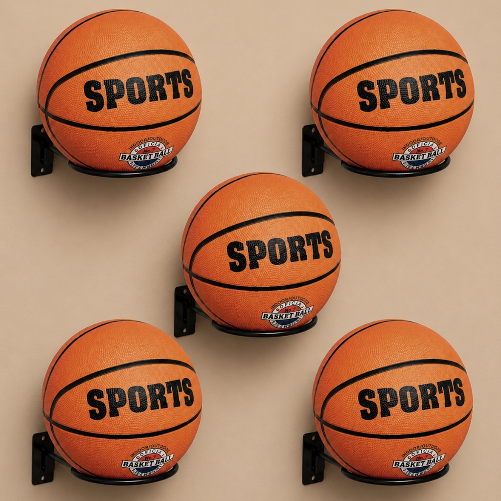 Kit 05 Suporte Bola Futebol Basquete Vôlei + Parafusos e Buchas Aço Reforçado 14x14cm
