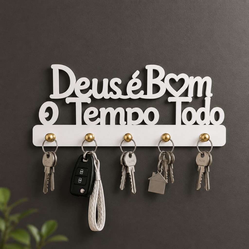 Porta Chaves Deus é Bom o Tempo Todo Religioso Jesus MDF 3mm Envio FULL