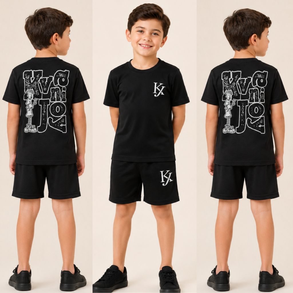 Conjunto Infantil Masculino Esportivo - 2 Peças Camiseta + Short Dry Fit Leve Casual e Dias Quentes