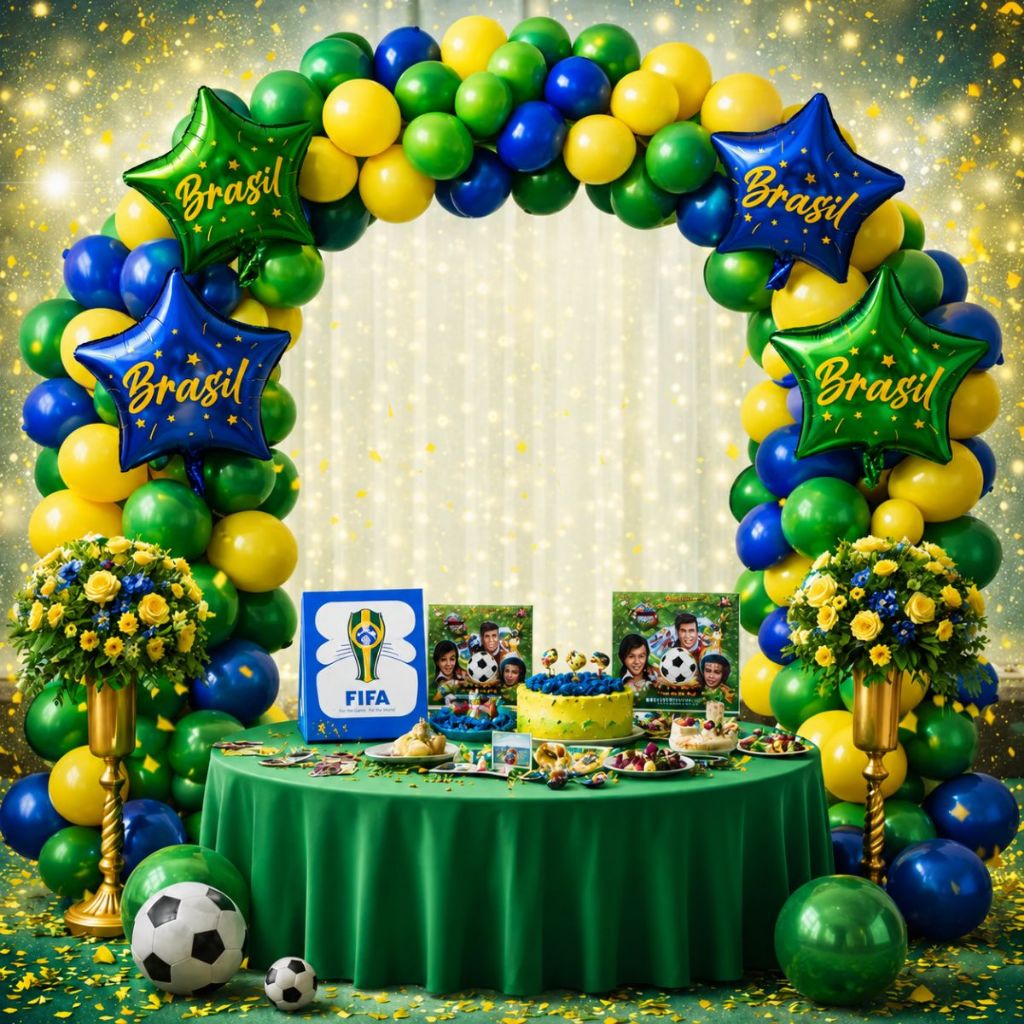 Kit 105 Balões Estrela Bexigas Copa Do Mundo Fifa 2026 Arco Desconstruído + Fita