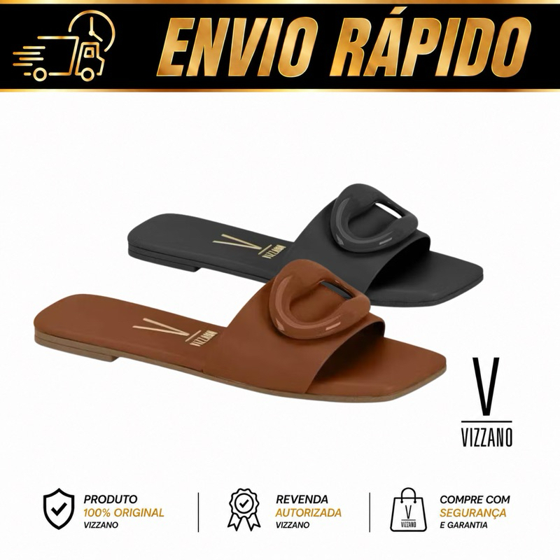 Rasteira Vizzano Sandalia Feminina Slide Casual Fivela Confortável Original