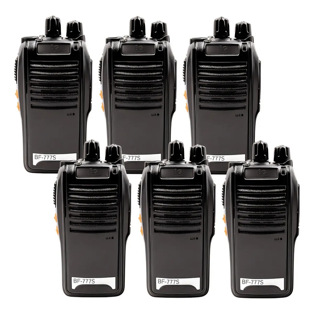 Kit 6 Radio Walk Talk Comunicador 16 Ch 12km Baofeng 777s Ht Cor Preto