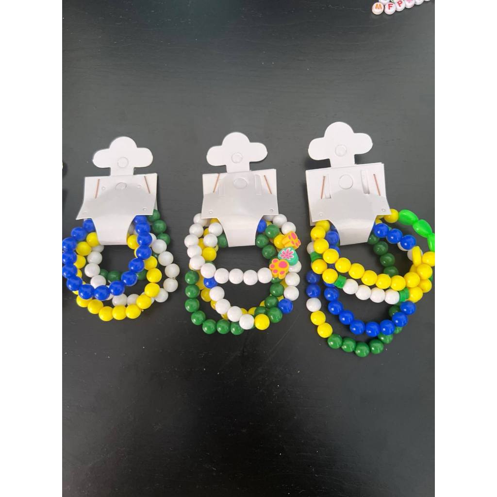 Kit Pulseira Miçanga Brasil Copa do Mundo 2026 Sortido Verde Amarelo Azul Torcedor Artesanal