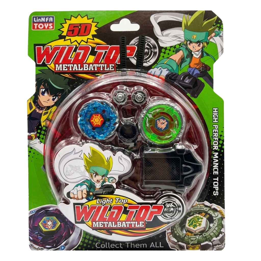 Kit Beyblade Light Top Wild Top Metal Battle Arena Lançador