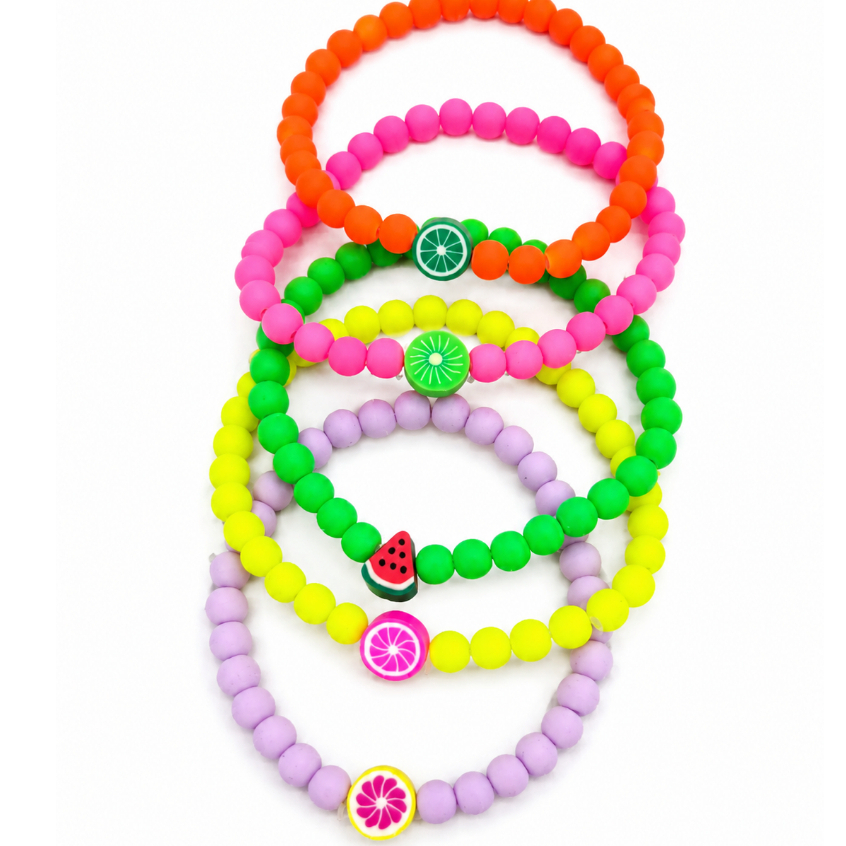 Mix 5 Pulseiras de Miçangas Coloridas Femininas