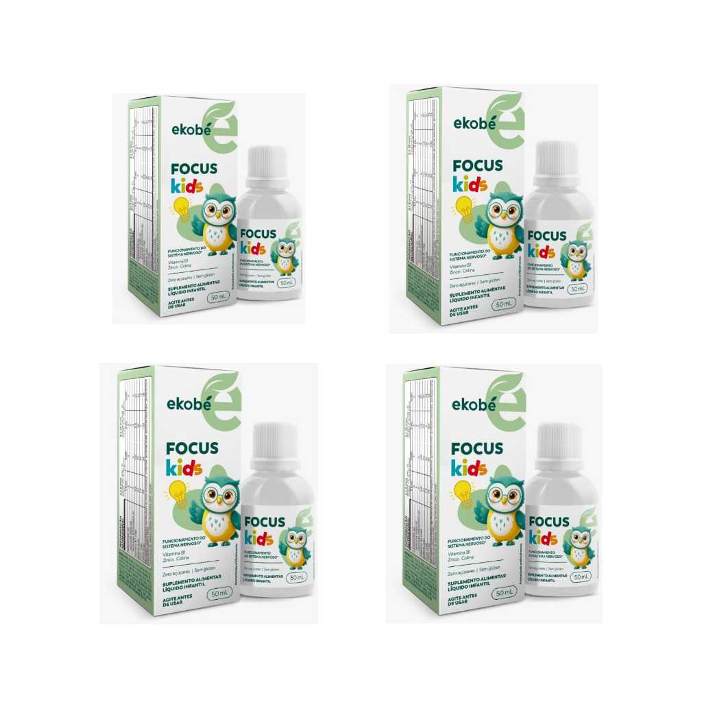 Kit 4x Focus Kids Sabor Tutti-Frutti 50 ml Ekobé