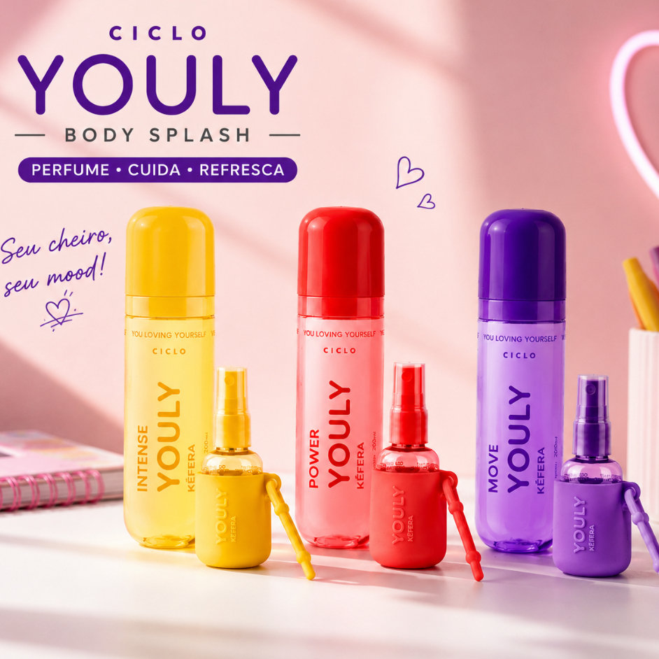 Mini Body Splash Ciclo Youly Kéfera com Bag Portátil Perfume Feminino Intense Power Move Original