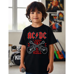 Camiseta Infantil Infanto Juvenil Banda ACDC Rock & Roll Musica Grife Casual Estampado