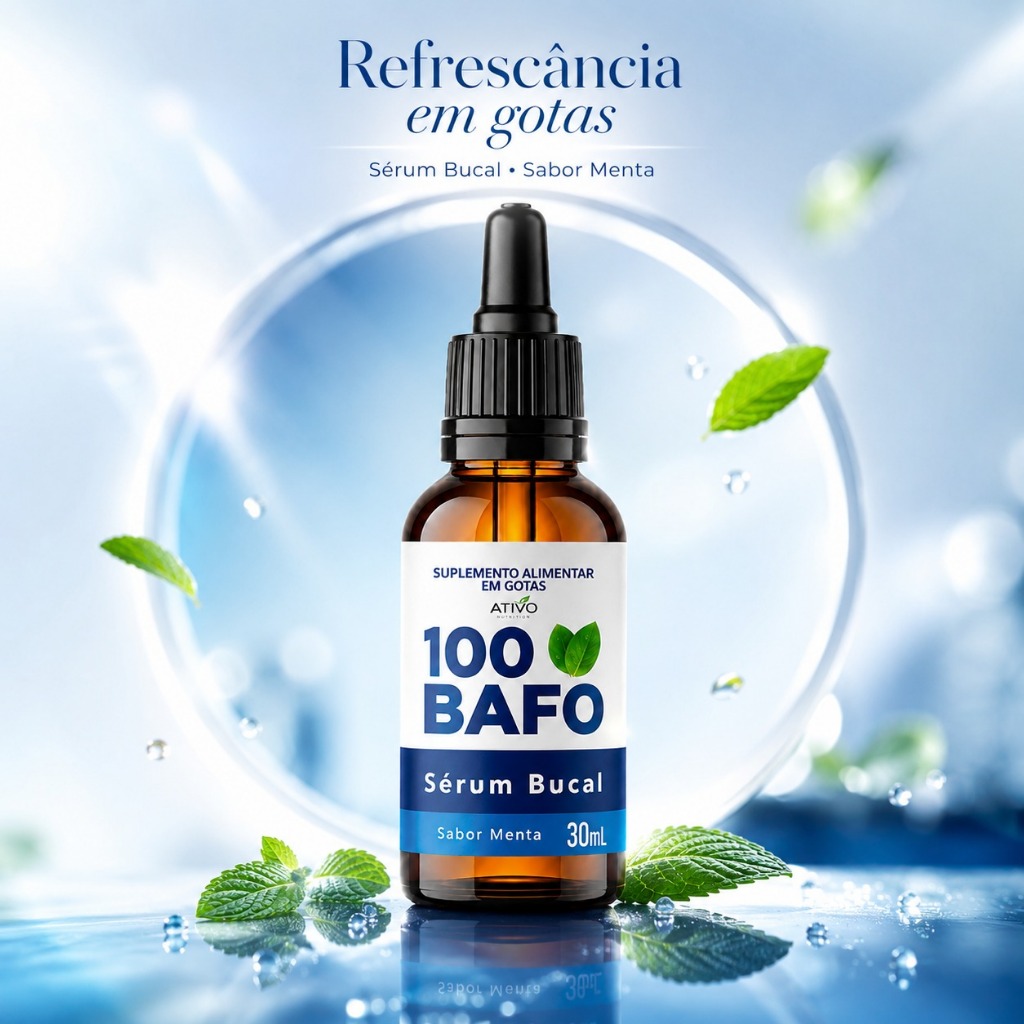 100 BAFO | Ativo Nutrition - Gotas 30ml - Sabor Menta - Suplemento Alimentar Líquido, Frescor e Bem-Estar