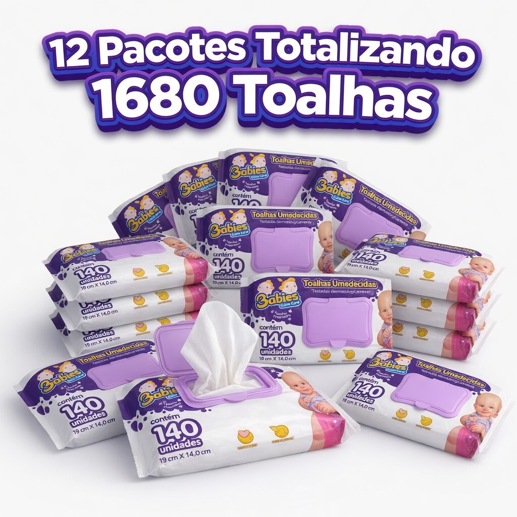 Caixa 1680 Toalhas Lenços Umedecidos 12 Pacotes