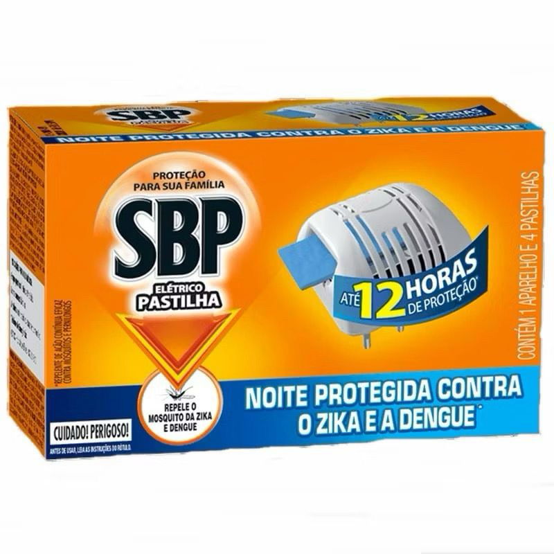 Repelente Elétrico SBP Pastilha 12 Horas contém 1 Aparelho e 4 Pastilhas