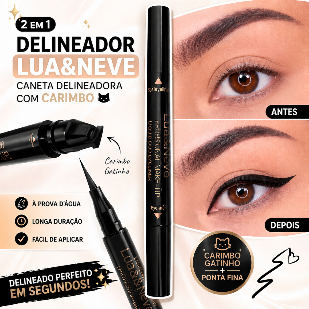 Caneta Delineadora Profissional 2 em 1 À prova D'água Lua & Neve – Carimbo Triangular + Ponta Fina