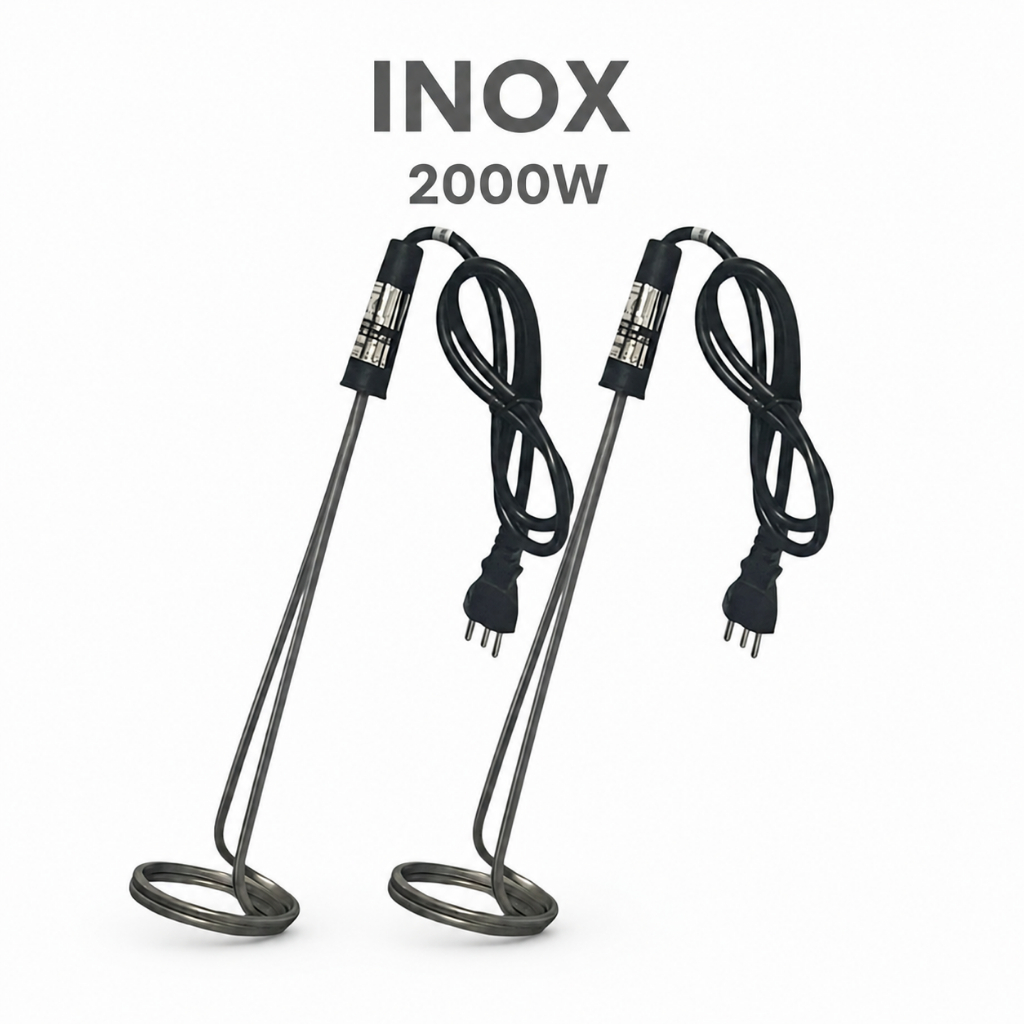Kit 2 Ebulidores Inox 2000W Aquecedor Fervedor Rabo Quente Água Elétrico Portátil Obra Fazenda Camping 127V Ou 220V