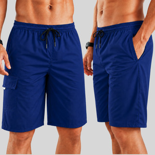Bermuda Masculina Sarja Brim Short Masculino Cargo Plus Size Com Bolso Cordão Elástico Ajuste Casual