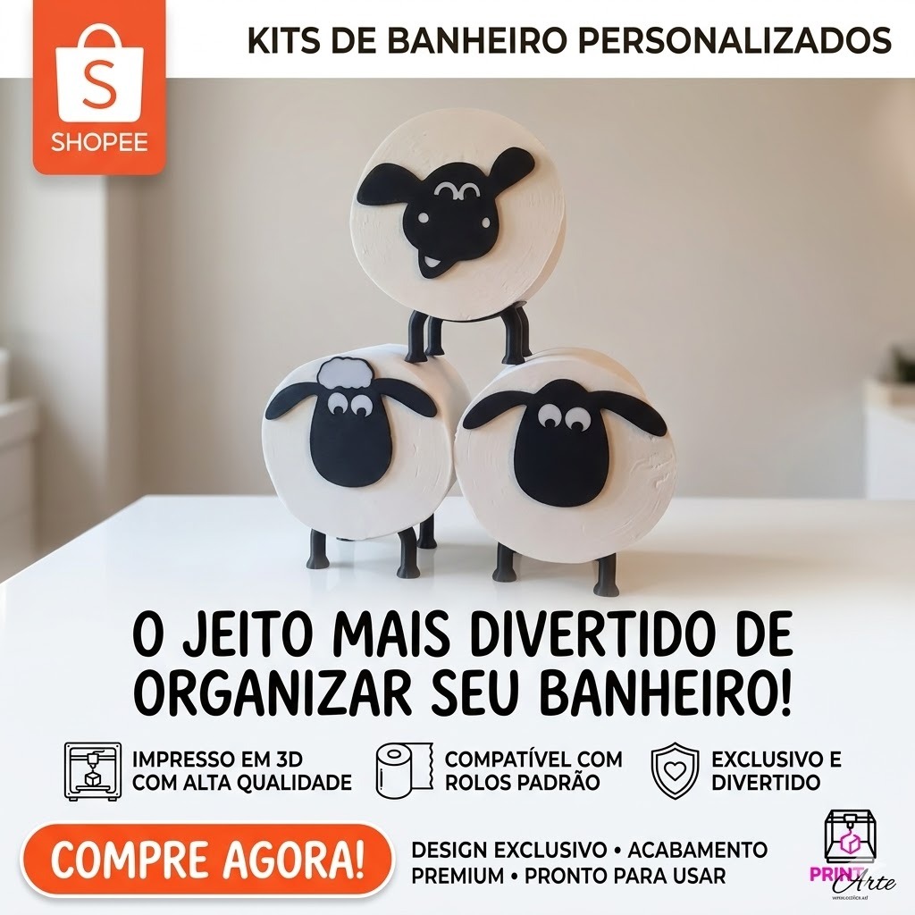 Suporte Porta Papel Higiênico Shaun A Ovelha Carneiro Decorativo Para Banheiro Organizador Divertido