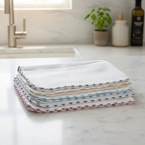 Kit 5 Pano De Prato Absorvente Liso Branco Absorvente 100% Algodão 70x40