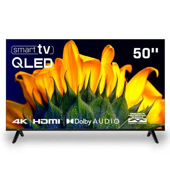 Smart TV HQ 50" QLED 4K UHD | HQ-QLED50SM | com Wi-Fi e Bluetooth - 3 HDMI e 2 USB