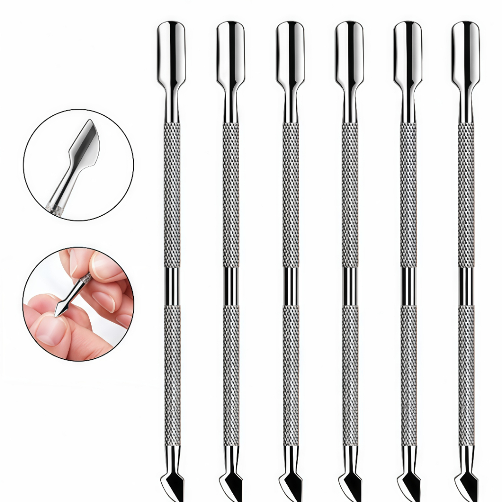 Espátula Dupla Empurrador Inox Profissional Manicure e Pedicuro 1/6 Pcs