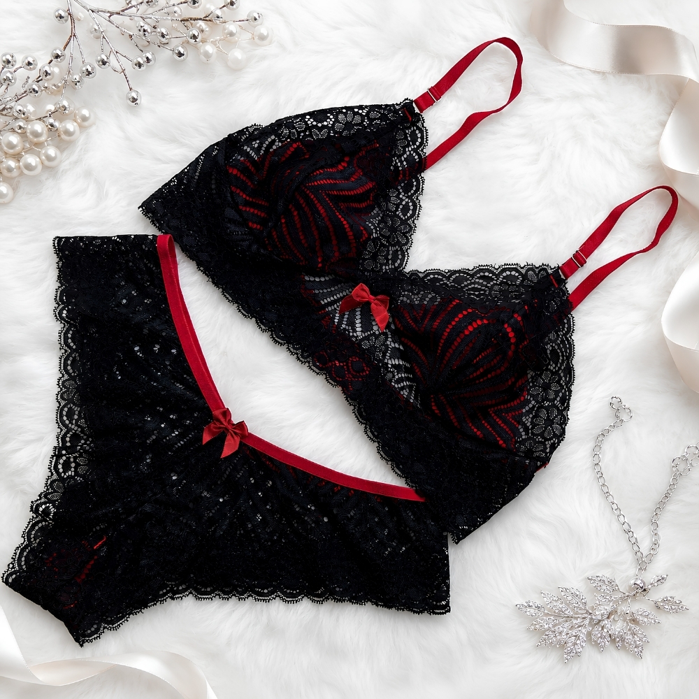 Conjunto Lingerie Feminina Sexy Calcinha Sutiã Renda Sem Bojo Varias cores Sem Aro Bicolor