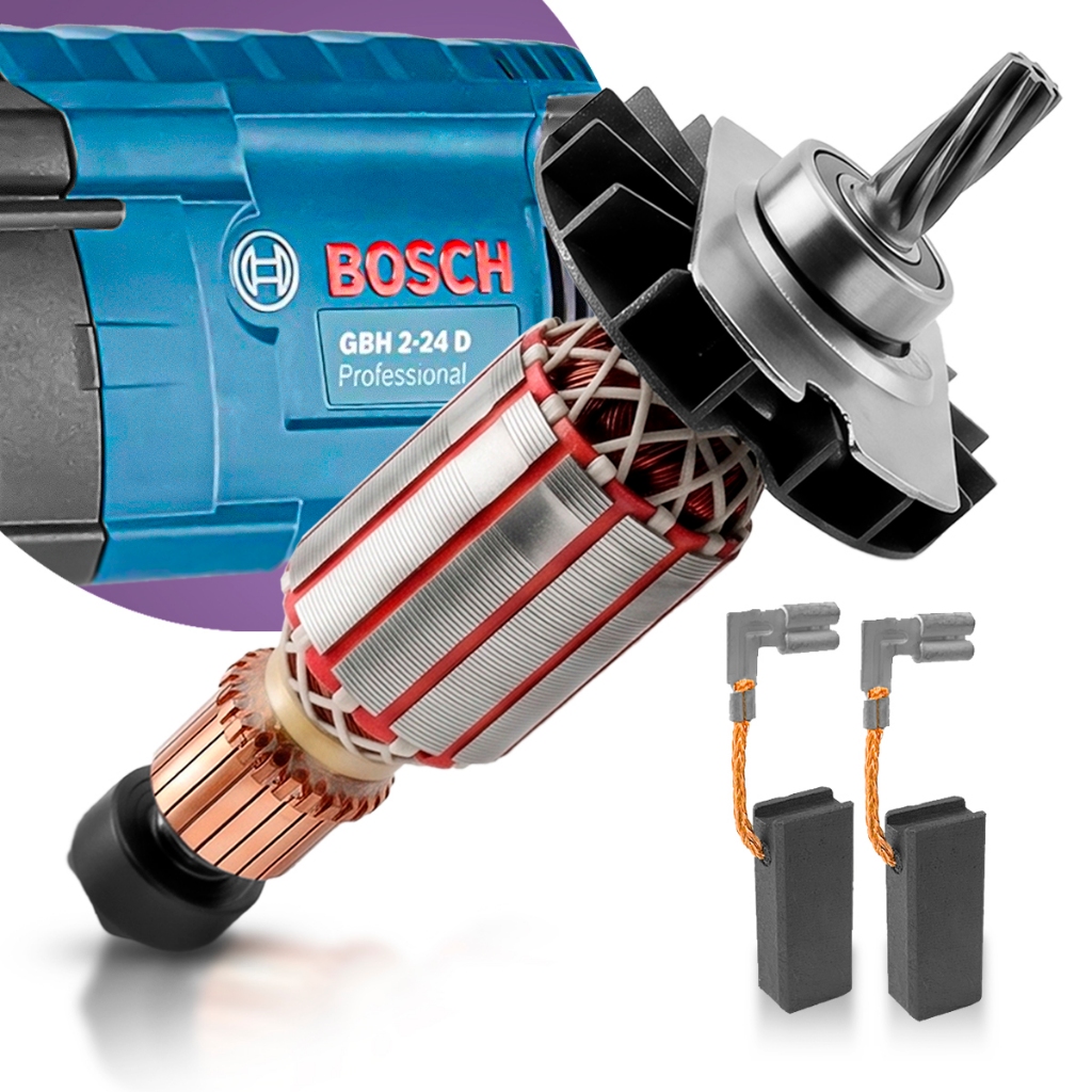 Induzido Carvão Rolamento Completo Compatível Martelete Bosch GBH 2-24D 110/220V