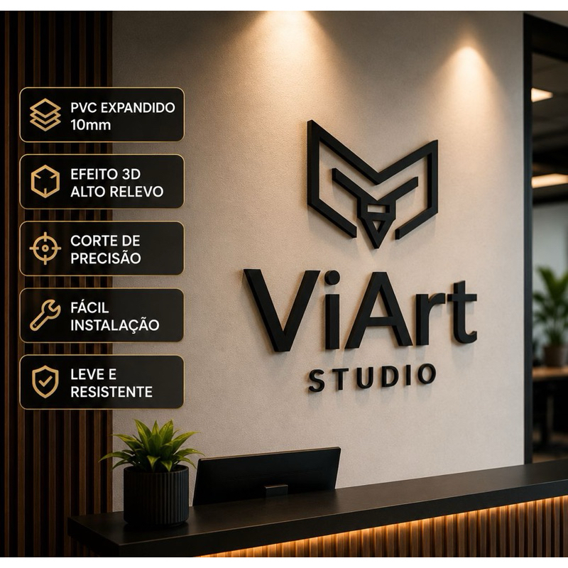 Letreiro Logo Letras PVC Expandido Logomarca Personalizado Empresa Área Interna e Fachada Externa 10mm