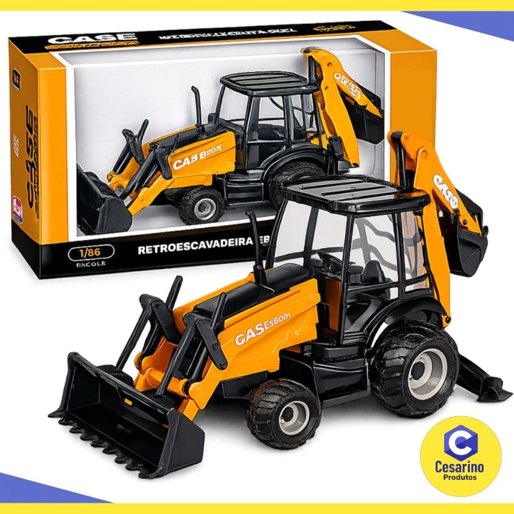 Trator Retroescavadeira Articulada Case 580N Construction Réplica Original Com Pneus Emborrachados!