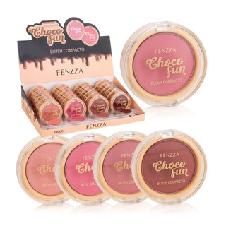 Blush Compacto Fenzza, Choco Fun Blush, Blush 4 Cores, Maquiagem Fenzza, Blush Suave, Blush para Todos os Tons de Pele.