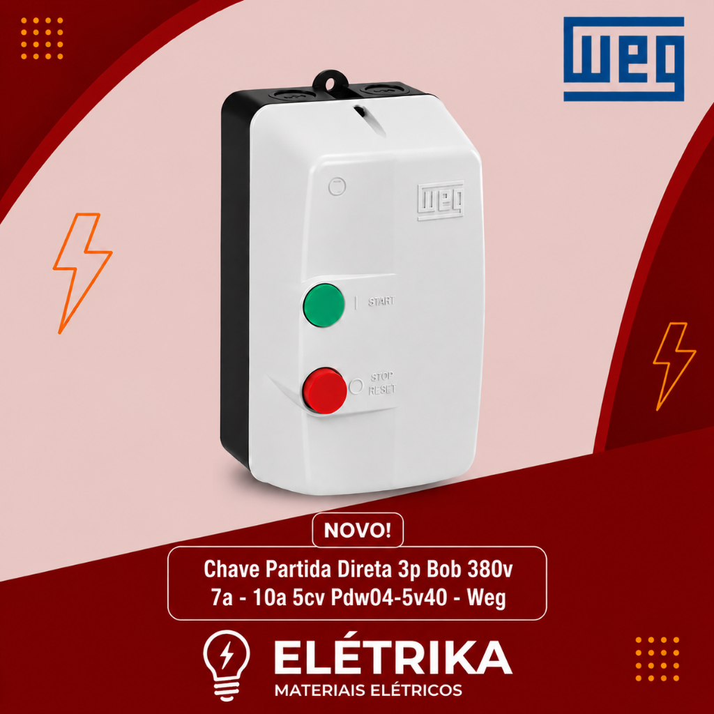 Chave Partida Direta 3p Bob 380v  7a - 10a 5cv Pdw04-5v40 - Weg