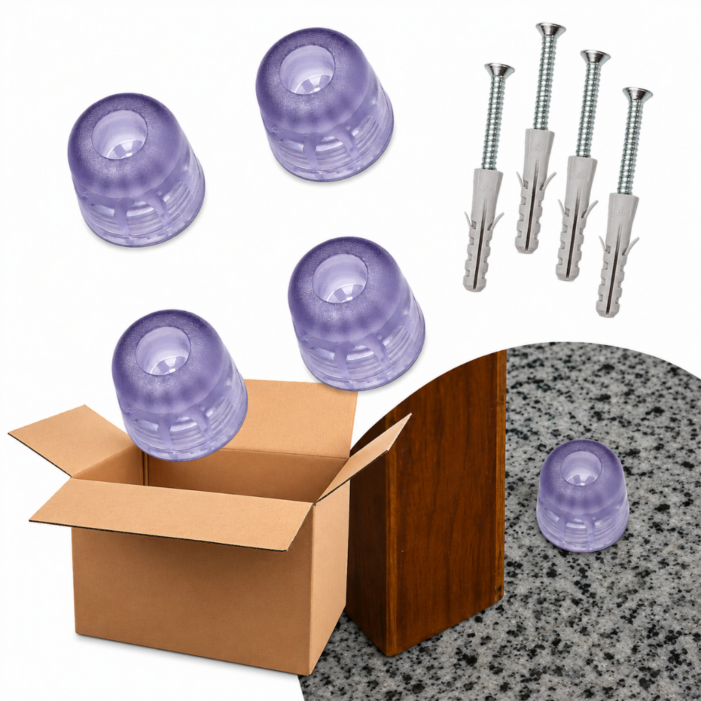 Kit 4 Batedor De Porta Amortecedor Pé De Apoio Pvc