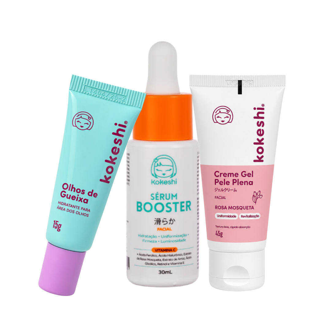 Kit Rejuvenescimento Diurno Kokeshi Com Vitamina C Olhos de Gueixa e Gel Creme