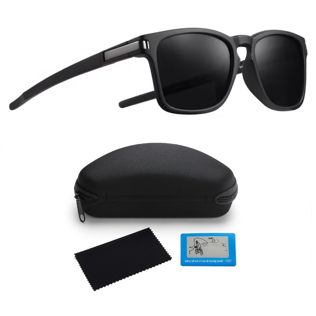 Óculos de Sol Quadrado Polarizado Proteção UV400 Masculino Feminino Esportivo Premium + Acessórios