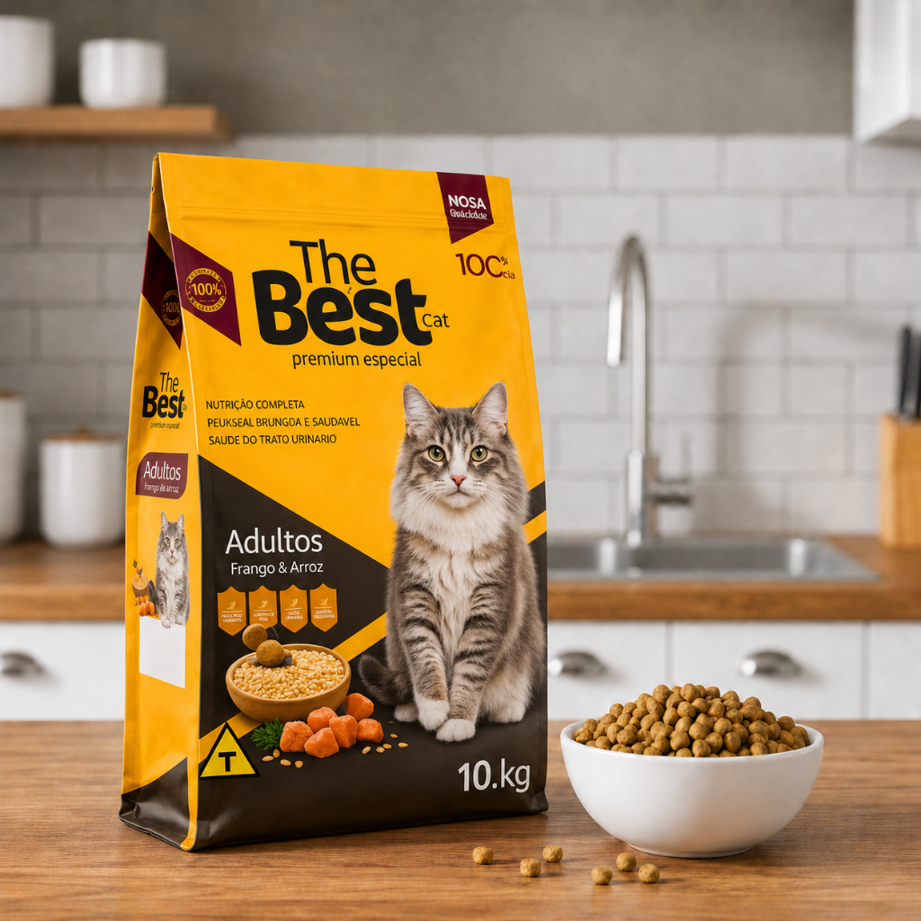 Ração Para Gatos Adultos The Best 10,1kg Sabor Frango e Arroz Nutrição Completa