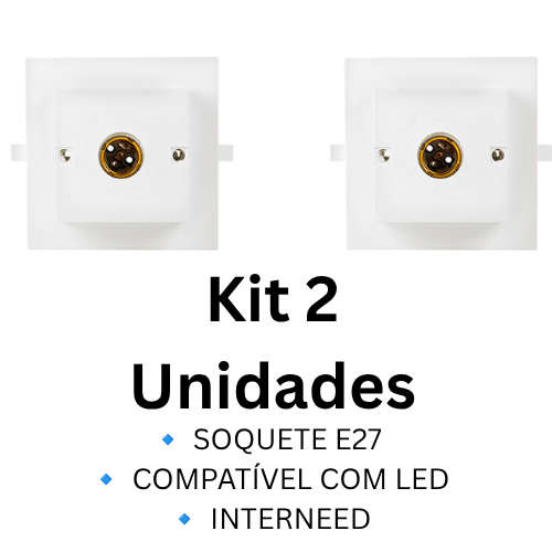 Kit 2 Plafon Quadrado E27 InterNEED Branco Soquete para Lâmpada LED Até 100W