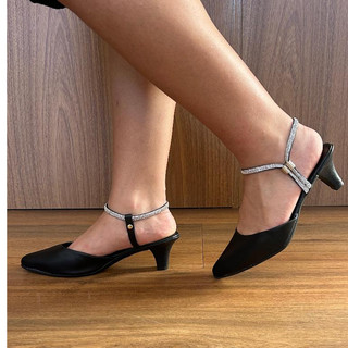 Scarpin Feminino Salto médio Brilho com Strass Elegante dia a dia Confortável