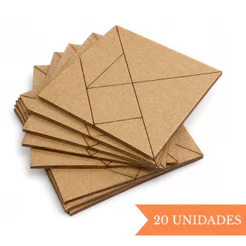 Kit 20 Tangram Educativo MDF Cru Brinquedo Infantil Pedagógico Lembrancinhas Escola Criança