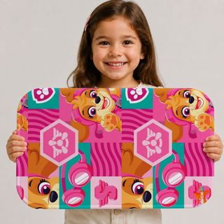Tapete Patrulha Canina Skye 40x60 Menina  Antiderrapante Decoração Infantil Resistente Aveludado Inf