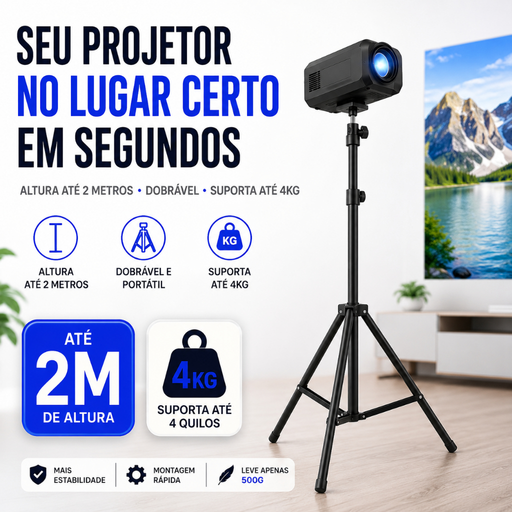 Tripé Projetor HY300 HY320 Universal Ajustável 2m Suporte Dobrável Portátil Nível laser