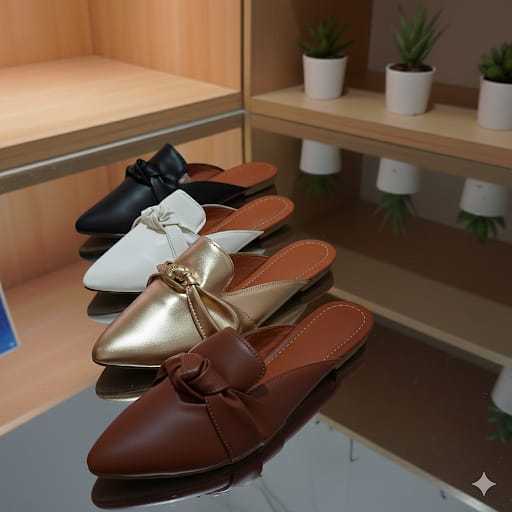 Mule Feminino  mule mocassim Bico Fino Sapatilha ............laço nozão..............
