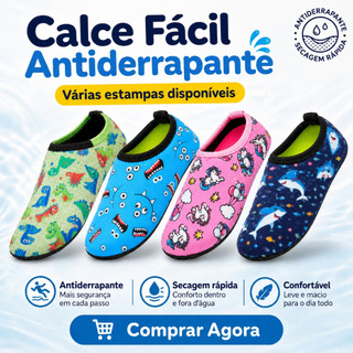 Sapatinho Calce Facil  Meia Sapatilha Antiderrapante Bebê Dia a Dia Varios Modelos Promoção